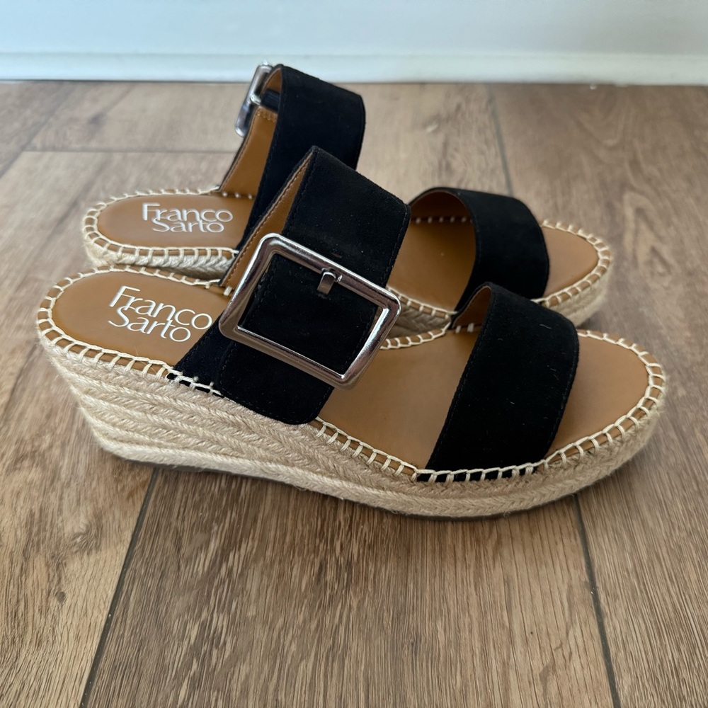 Franco Sarto Black Wedge Sandals